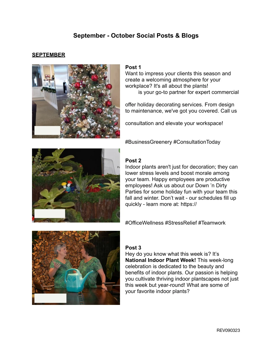 Anonymized seasonal social posts and captions